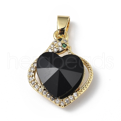 Real 18K Gold Plated Rack Plating Brass Micro Pave Clear Cubic Zirconia Pendants KK-C015-16G-16-1