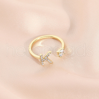 Fashionable Brass Cubic Zirconia Cuff Rings FS-WG4936F-21-1