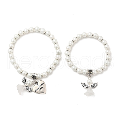 Lovely Wedding Dress Angel Jewelry Sets for Mother and Daughter X-BJEW-JB00728-19-1