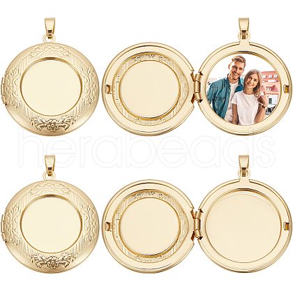 Beebeecraftc 6Pcs Brass Locket Pendants KK-BBC0015-47-1