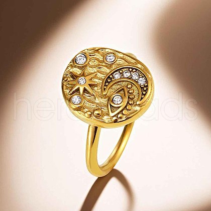 304 Stainless Steel & Cubic Zirconia Finger Rings for Women FS-WG99359-01-1