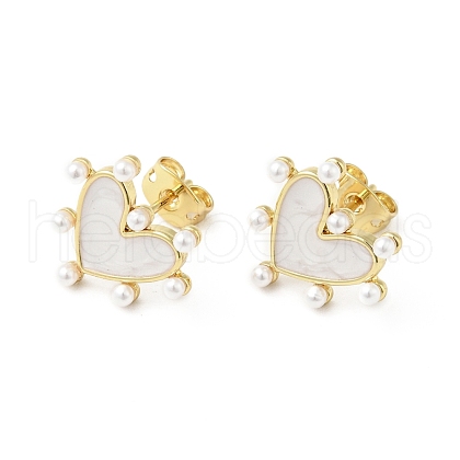 Rack Plating Brass Enamel Stud Earrings for Women EJEW-G311-02G-1