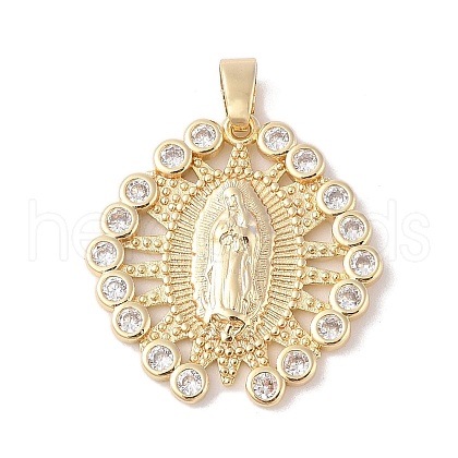 Brass Cubic Zirconia Pendants KK-Z050-09G-01-1