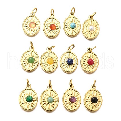 304 Stainless Steel Pave Gemstone Pendants STAS-Q337-10G-1