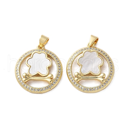 Brass Micro Pave Cubic Zirconia Pendants KK-U070-30G-1