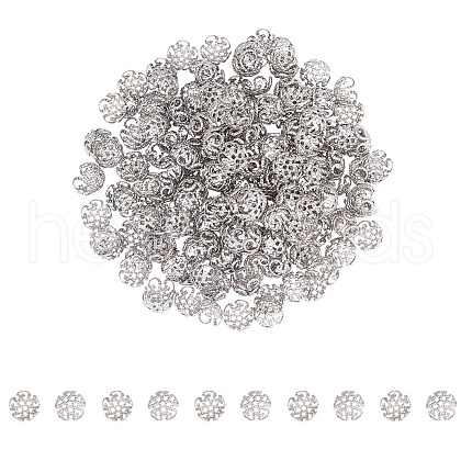 Unicraftale 5-Petal 304 Stainless Steel Bead Caps STAS-UN0001-50P-1