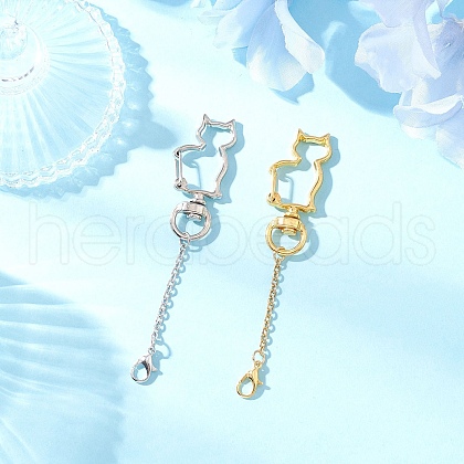 2Pcs 2 Colors Cat Alloy Swivel Lobster Clasps HJEW-JM03382-1