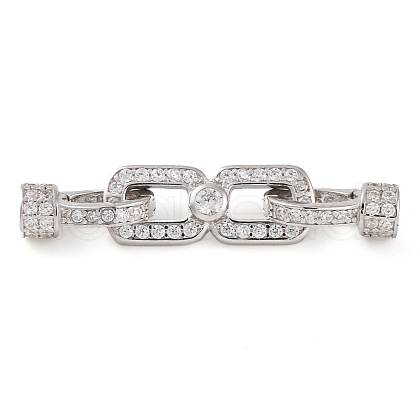 925 Sterling Silver Micro Pave Clear Cubic Zirconia Fold Over Clasps STER-U005-10P-1