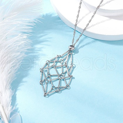 304 Stainless Steel Macrame Pouch Empty Stone Holder Necklace Making NJEW-JN05238-03-1