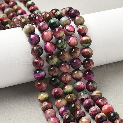Natural Tiger Eye Beads Strands G-B133-A02-8mm-07-1
