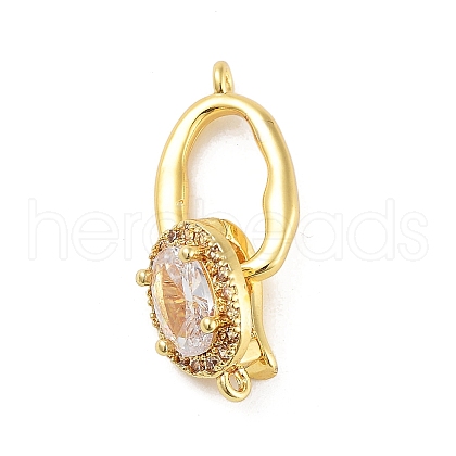 Rack Plating Brass Micro Pave Cubic Zirconia Fold Over Clasps ZIRC-P117-03G-1