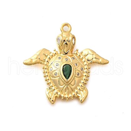 Brass Micro Pave Cubic Zirconia Charms KK-B131-02G-03-1