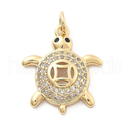Rack Plating Brass with Cubic Zirconia Pendants KK-Q017-01C-G-1