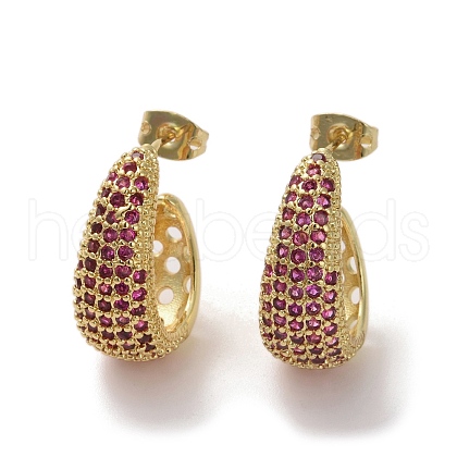 Brass Micro Pave Cubic Zirconia Stud Earrings EJEW-H308-10G-01-1