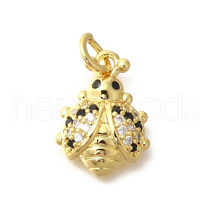 Brass Micro Pave Clear Cubic Zirconia Enamel Pendants KK-M297-06G-1
