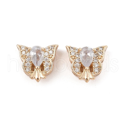 Rack Plating Brass Micro Pave Cubic Zirconia Beads KK-F879-08G-1