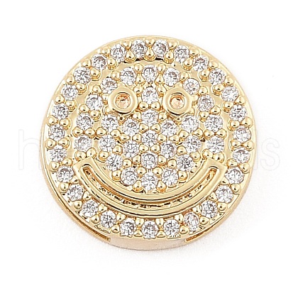 Brass Micro Pave Cubic Zirconia Slide Charms ZIRC-I068-28G-1
