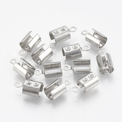 Tarnish Resistant 201 Stainless Steel Folding Crimp Ends X-STAS-T031-11-1
