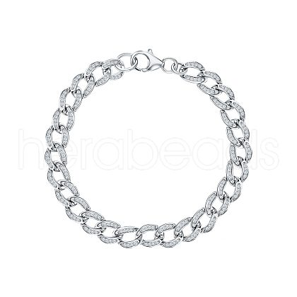 Anti-Tarnish Rhodium Plated 925 Sterling Silver Micro Pave Clear Cubic Zirconia Twisted Chain Bracelets for Women AP7597-1-1