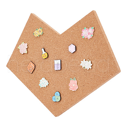 Heart Wall Mounted Brooch Jewelry Display Cork Tray AJEW-WH0433-01E-1