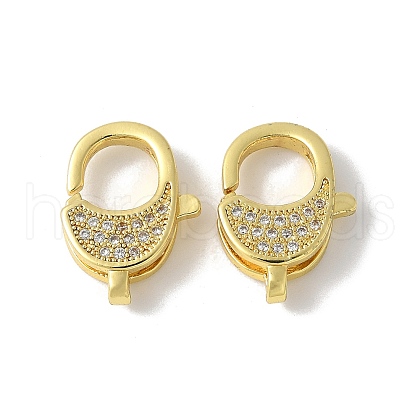 Brass Micro Pave Cubic Zirconia Lobster Claw Clasps KK-F893-06G-1