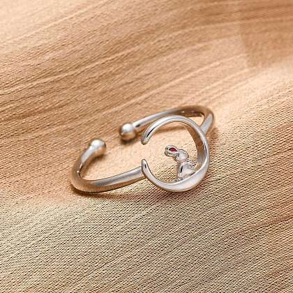 Brass Enamel Adjustable Open Cuff Rings for Women RJEW-U058-04P-1