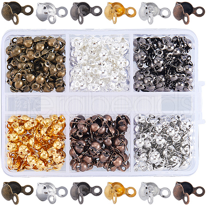 SOFPLATE 360pcs 6 Colors Brass End Bead Tips KK-SP0002-31-1