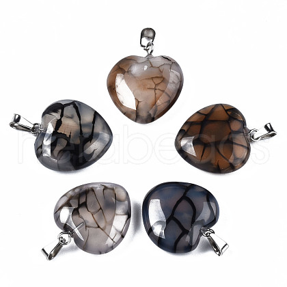 Natural Dragon Veins Agate Pendants G-N0325-14B-1