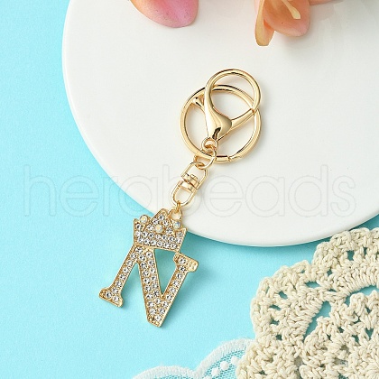 Golden Alloy Rhinestone Keychain KEYC-YW00105-14-1