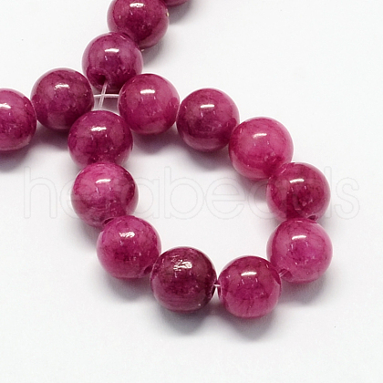 Natural Dyed Yellow Jade Gemstone Bead Strands X-G-R271-10mm-YXS12-1