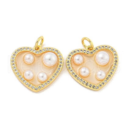 Rack Plating Brass Micro Pave Cubic Zirconia Pendants KK-C059-06G-1