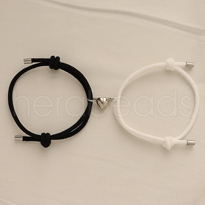 Alloy Heart-shaped Magnetic Braided Rope Bracelets for Couple Girlfriends WG59636-08-1