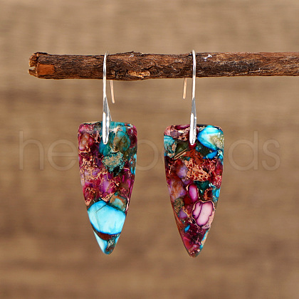 Bohemian Natural Imperial Jasper Triangle Dangle Earrings WQ9725-1-1
