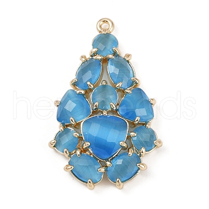 Brass Cat Eye Pendants KK-R224-16C-G-1