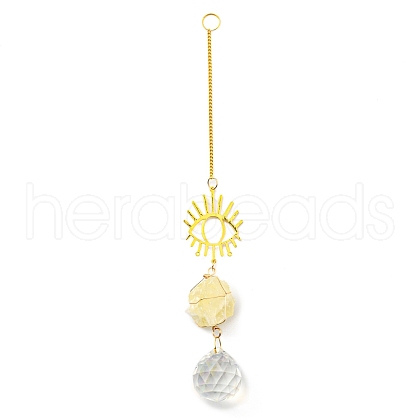 Wire Wrapped Nuggets Natural Citrine Pendant Decorations HJEW-C008-02D-G-1