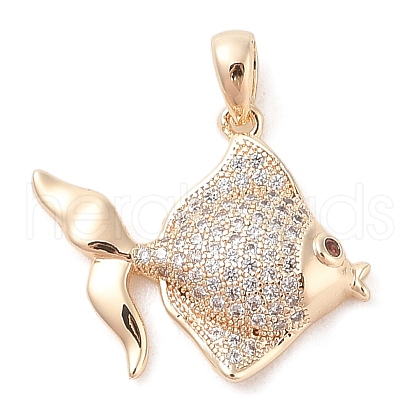 Brass Micro Pave Clear Cubic Zirconia Pendants KK-S388-10G-1
