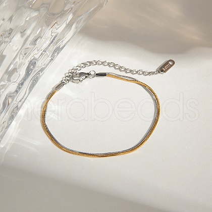 304 Stainless Steel Snake Chain Bracelets for Women BJEW-Z108-01GP-1