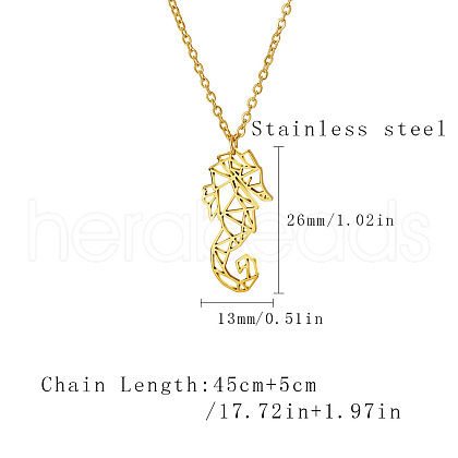 Stainless Steel Geometric Artistic Hollow Animal Pendant Necklaces JK0174-8-1
