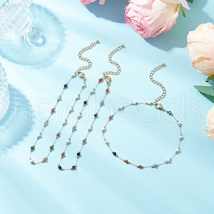 304 Stainless Steel Chain Anklets for Women AJEW-AN00691-1