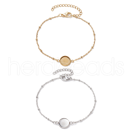 2Pcs 2 Colors 304 Stainless Steel Satellite Chain Bracelet Makings BJEW-JB10587-1
