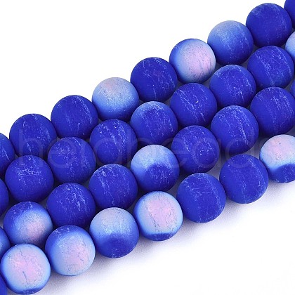 Frosted Opaque Glass Beads Strands GLAA-T032-P10mm-MBB11-1