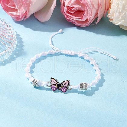 Butterfly Alloy Enamel Link Bracelets BJEW-JB11722-02-1