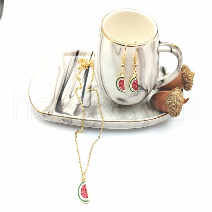 Fruits Alloy Enamel Pendant & Dangle Earrings Sets WGD4C05-03-1