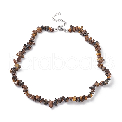 Natural Tiger Eye Chip Beaded Necklaces NJEW-JN04275-01-1