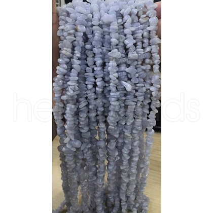 Natural Blue Lace Agate Chips Beads Strands G-M205-50-01-1