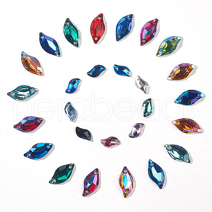 GOMAKERER 120Pcs 20 Styles Twist Leaf Shape Sew on Rhinestone FIND-GO0001-63-1