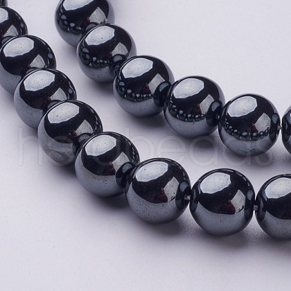 Non-Magnetic Synthetic Hematite Beads Strands X-G-H1623-10mm-1-1