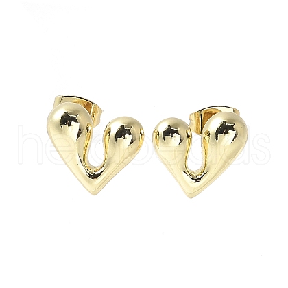 Rack Plating Brass Heart Stud Earrings for Women EJEW-Q780-11G-1