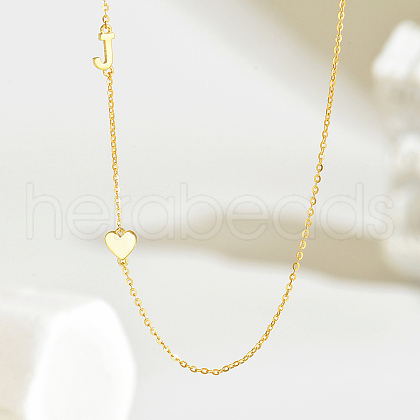 Minimalist 925 Sterling Silver Letter Heart Link Chain Necklaces for Women Vacation Party IG1020-2-1