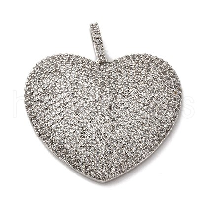 Brass Micro Pave Clear Cubic Zirconia Pendants KK-U076-22P-1